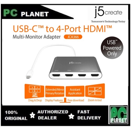 j5create  USB-C to 4-Port HDMI Multi-Monitor Adapter