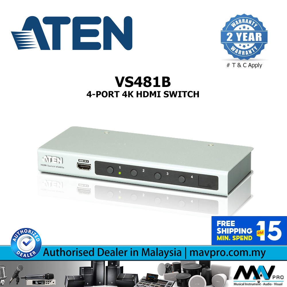 ATEN 4 Port 4K HDMI Switch ATEN VS481B Shopee Malaysia