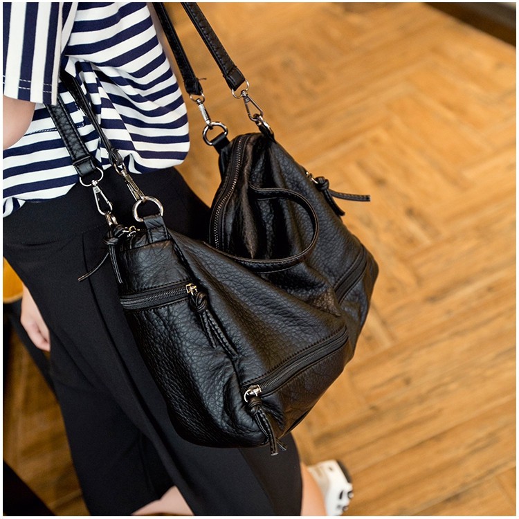 Soft black cheap leather handbags