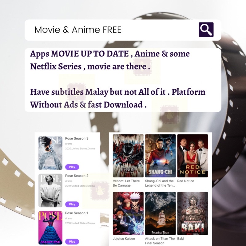 FREE MOVIE ANIME PLATFORM with HD No Ads Shopee Malaysia