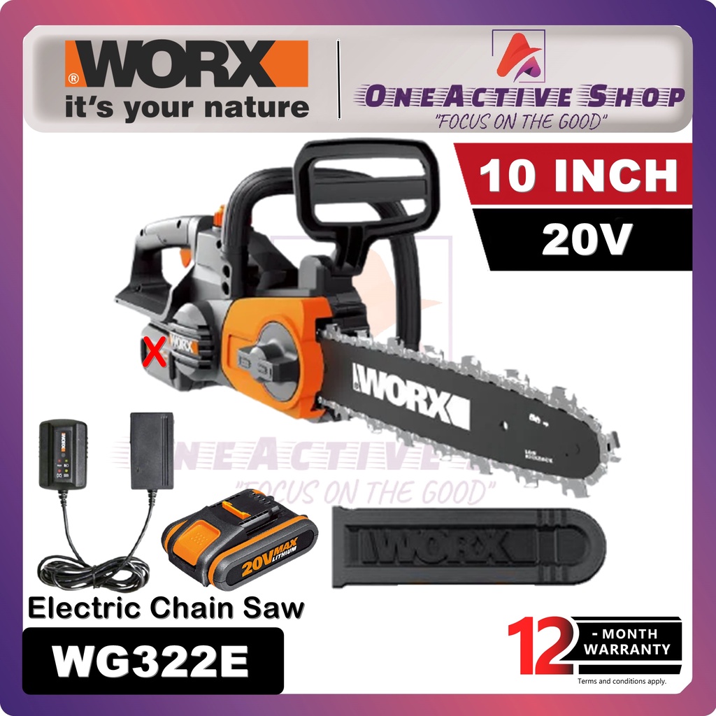 WORX 20V Cordless Compact Chainsaw 10 WG322E 1 Year Warranty