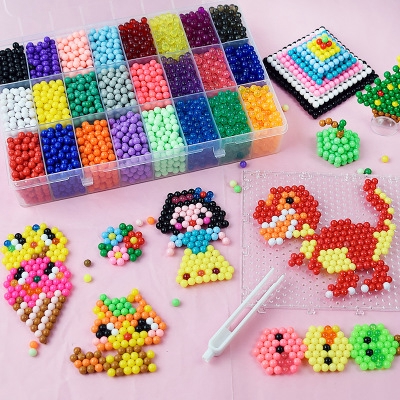 500/1100/2200/3000Pcs Different Color Non-toxic Material DIY Water Sticky  Fuse Beads Water Fuse Beads Kit Supplement Plastic Toys Funny Children  Educational DIY Toys
