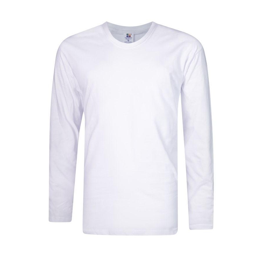 Foursquare Long Sleeve Round Neck Cotton White