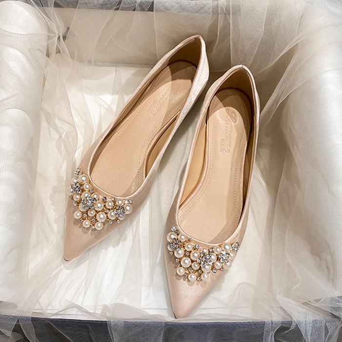 Flat bling 2024 wedding shoes