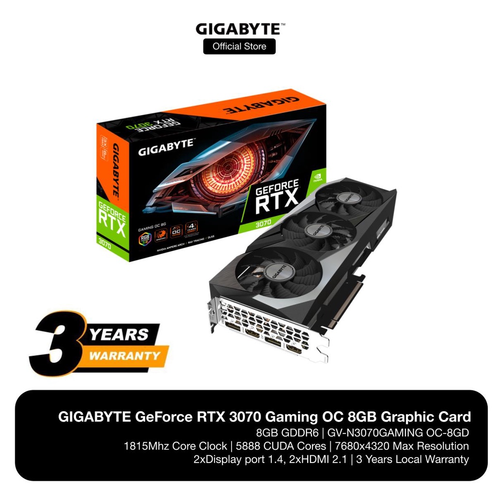 美品 GIGABYTE GV-N3070GAMING OC-8GD GeForce RTX3070 グラフィック ...