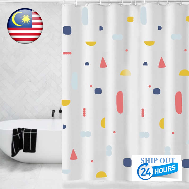 1pc High-end Printed Peva Shower Curtain With Fish Pattern & Hooks, Used  For Bathroom