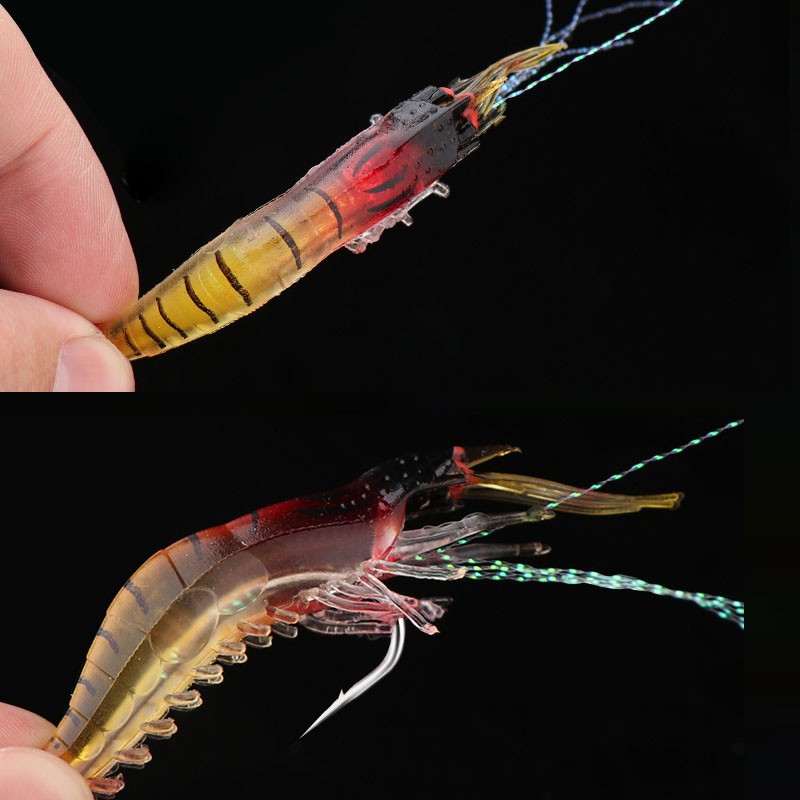 Soft Plastic Shrimp Fishing Lure Luminous Glow In The Dark Saltwater Lures  Hook Bait Sink Pancing Ikan Hooks