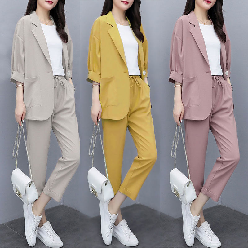 women suit Two-Piece Set 2021 New plus size loose suit Women's Korean-Style  Loose-Fit multi color comfort