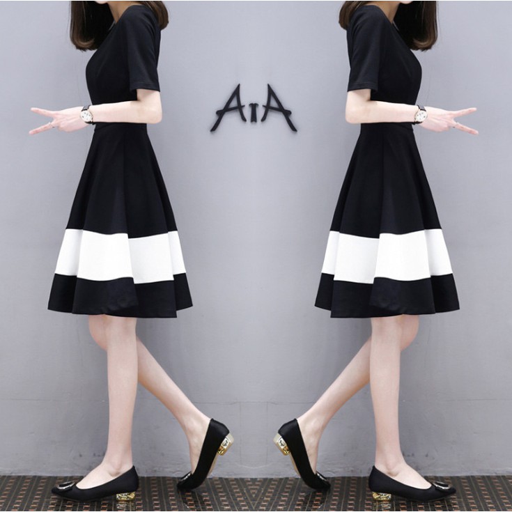 Korean Young Lady Short Sleeve Elegant Women Dress Casual Dresses