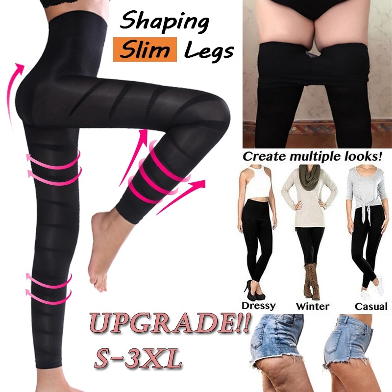 Women Sculpting Sleep Leg Legging High Waist Skinny Pants Slimming Leggings  Thigh Slimmer Pants