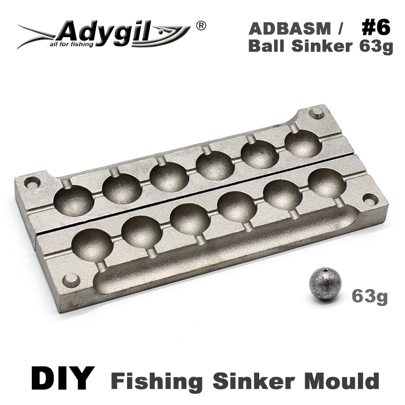 Adygil DIY Fishing Ball Sinker Mold ADBASM/#6 Ball Sinker 63g 6