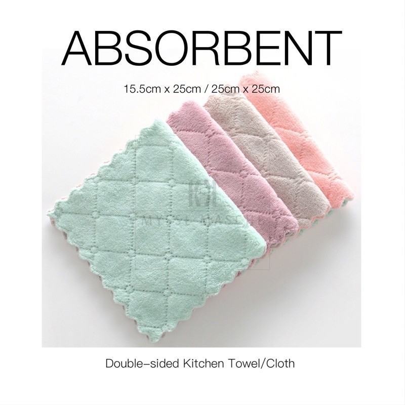 Thickening Dish wash Cloth Kitchen Towel Double Sided Absorbent Microfiber  Cleaning Cloth Hand Washing Cloth Kain