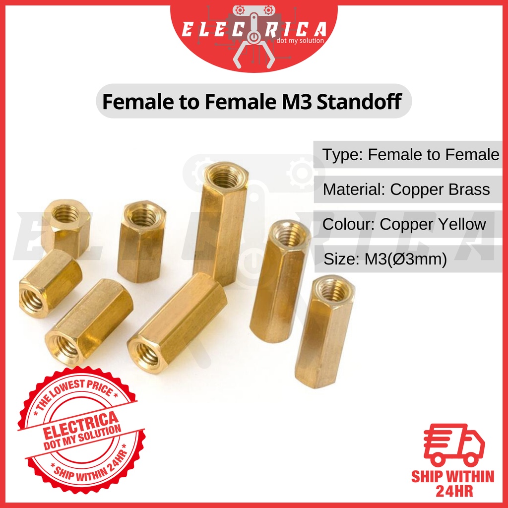100pcs M3 Brass Female Standoff, Hex Column Female Support Threaded  Standoff Spacers DIY Set for PCB Board Motherboard(M3*10)