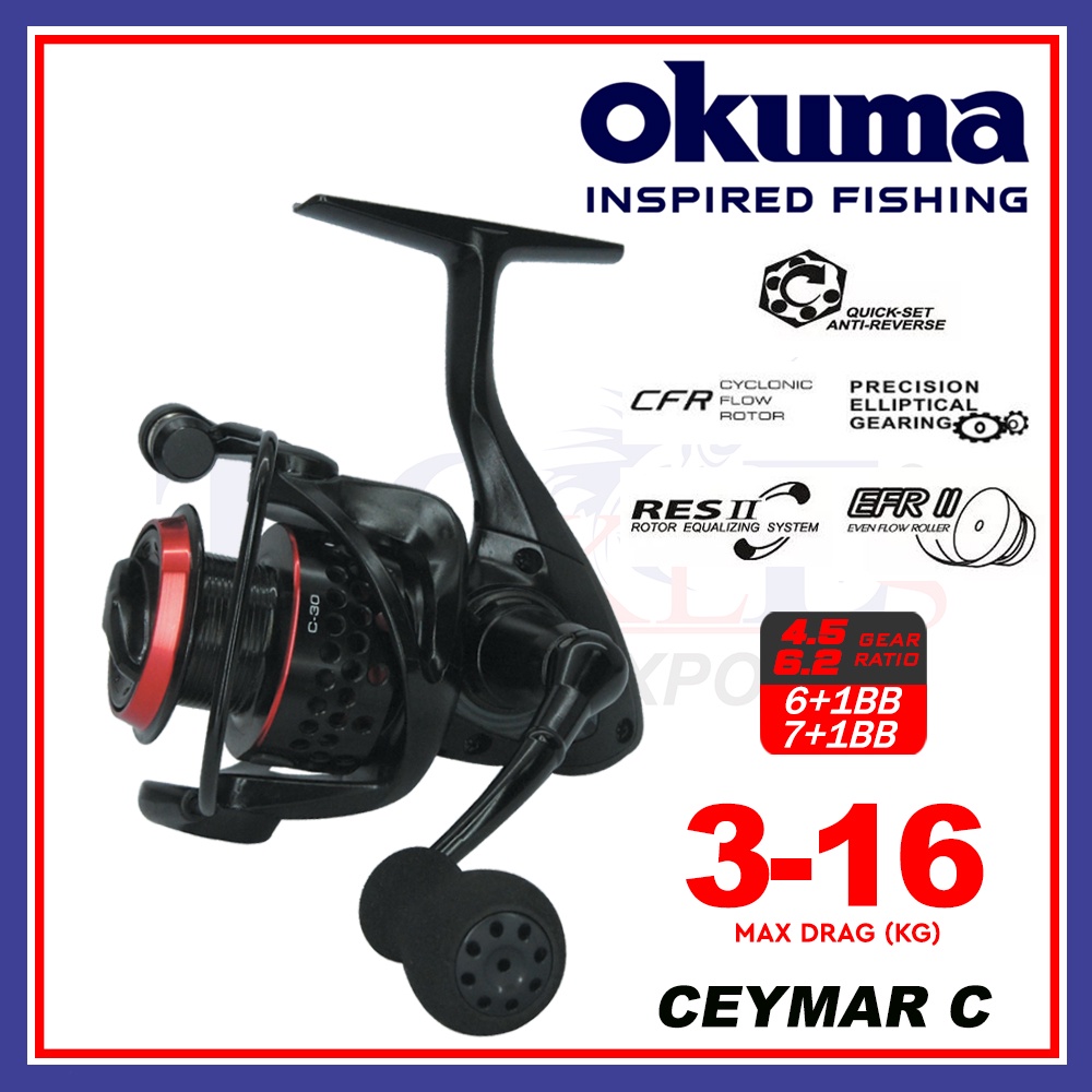3kg-16kg Max Drag Okuma Ceymar C-10-65 Fishing Spinning Reel Mesin Pancing
