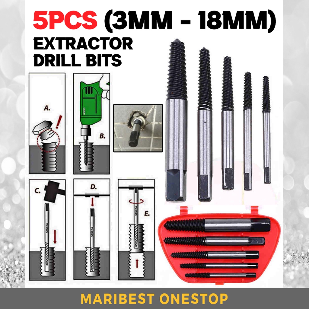 5PCS SCREW EXTRACTOR DRILL BITS HEAVY DUTY 3MM 18MM Shopee Malaysia