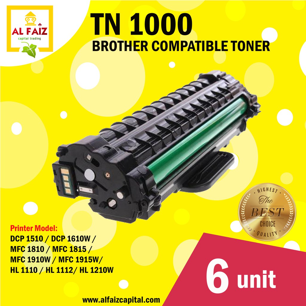 Brother TN-1000 TN1000 Compatible Laser Black Toner DCP 1510 DCP 1610W MFC  1810 MFC 1815 MFC 1910W HL 1110 HL 1210W x 6