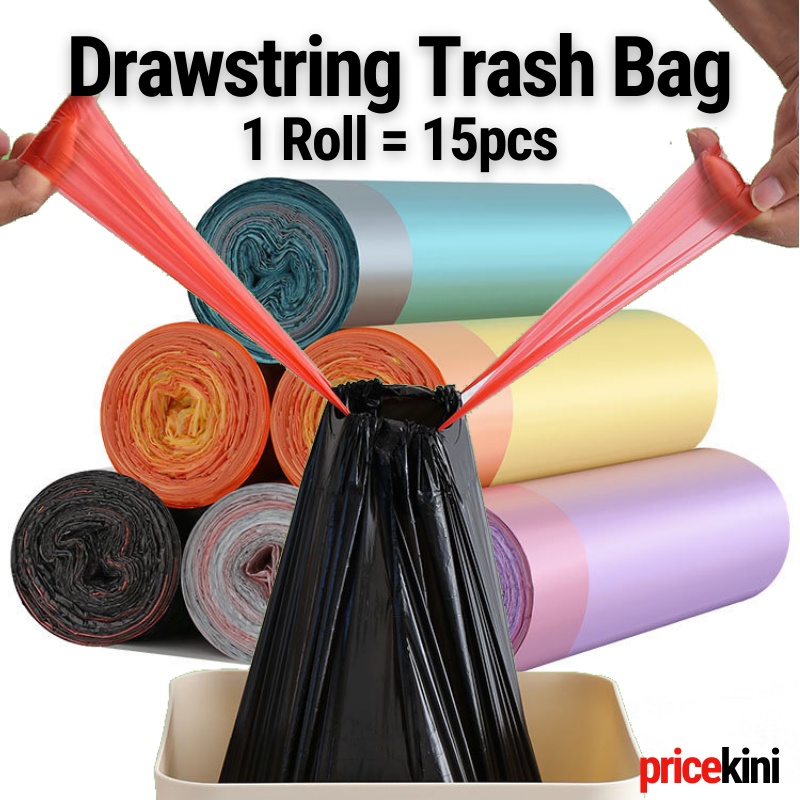 Trash Bags - Drawstring trash Bags for Bathroom, Kitchen, Bedroom, Office,  75 pcs (Upgraded - Easy to Separate)