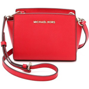 Michael Kors Selma Mini Colorblock Messenger Bag Red Scarlet Black :  : Fashion