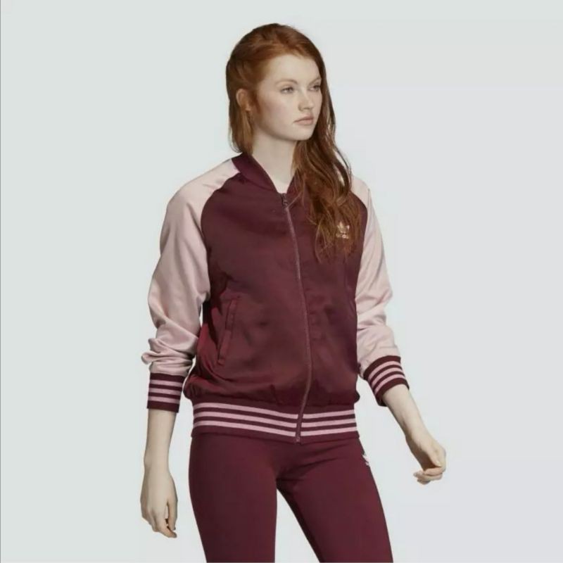 Adidas pink clearance satin bomber jacket