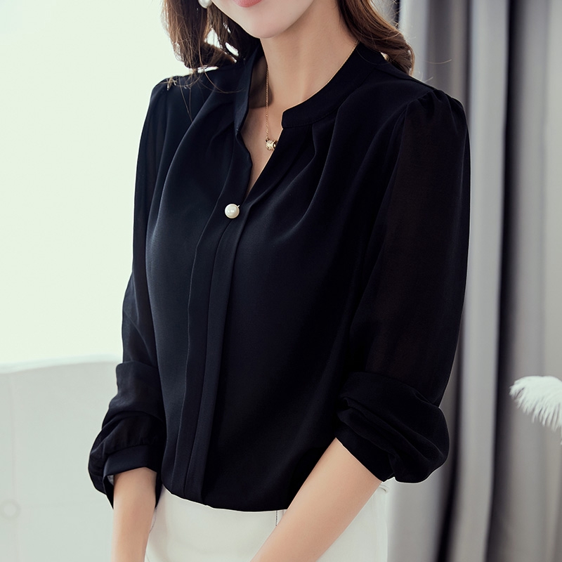 Ladies black hot sale chiffon tops