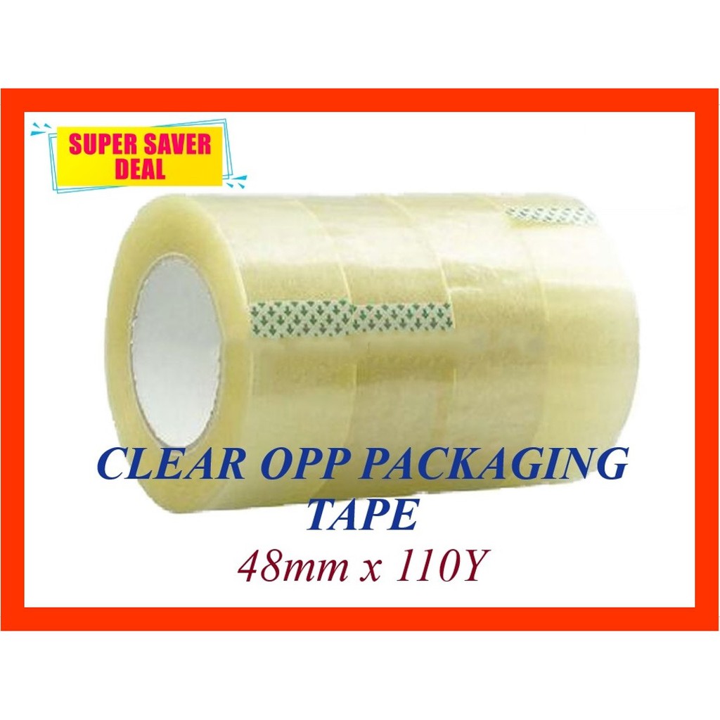 OPP CLEAR TAPE / PACKAGING TAPE 48mm x 110y / 48mm x 100m x Random  Thickness / 48mm x 100m x 43micron