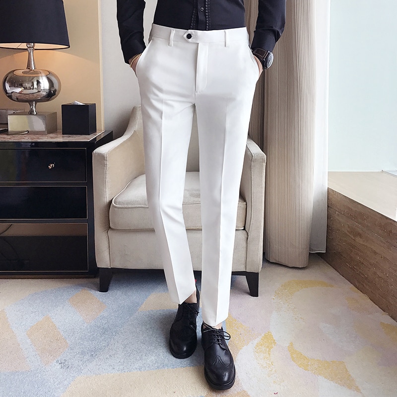 Men Ankle-length Pants Casual Fashion Korean Style Cotton Slim Fit