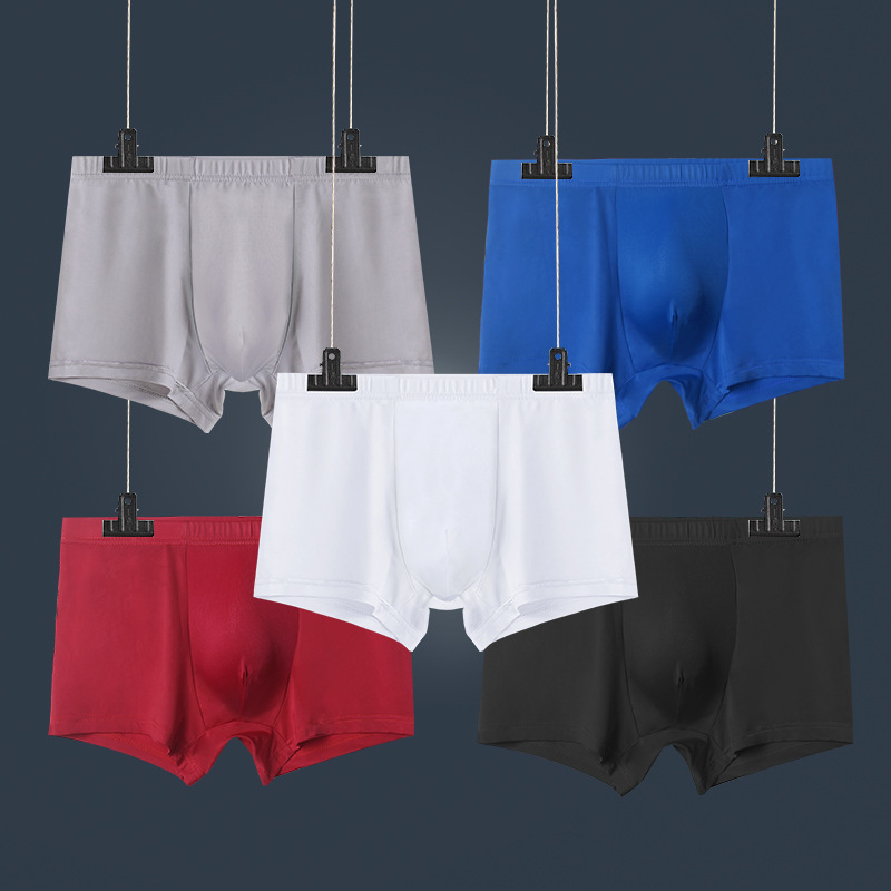 Korean Solid Color Men Ice Silk Boxer Seamless Underwear