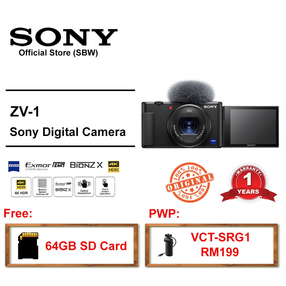 READY STOCK) Sony ZV1 ZV-1 Digital Camera (SONY MALAYSIA 15 MONTHS  WARRANTY)