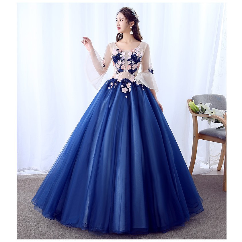 Navy blue and white wedding hot sale dress