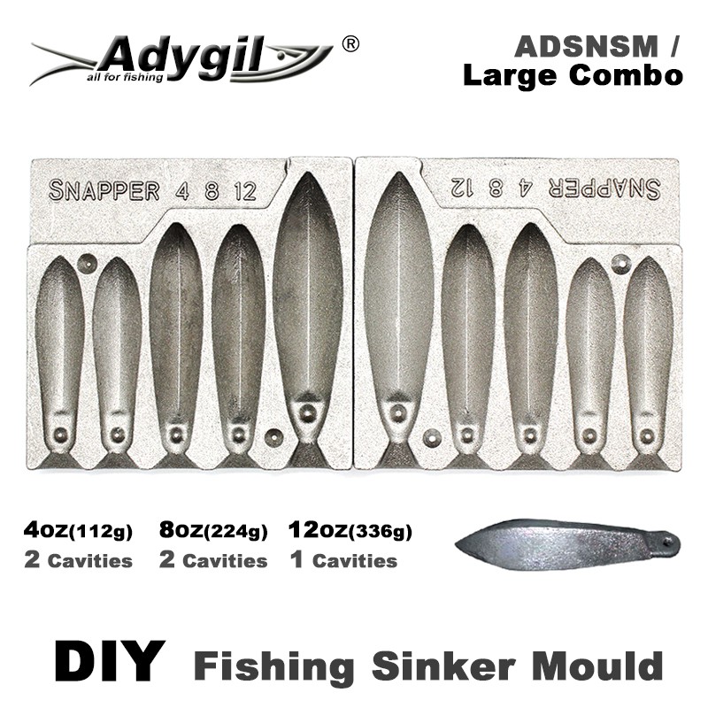 Adygil DIY Fishing Snapper Sinker Mold ADSNSM/Large Combo Snapper Sinker  112g 224g 336g 5 Cavities