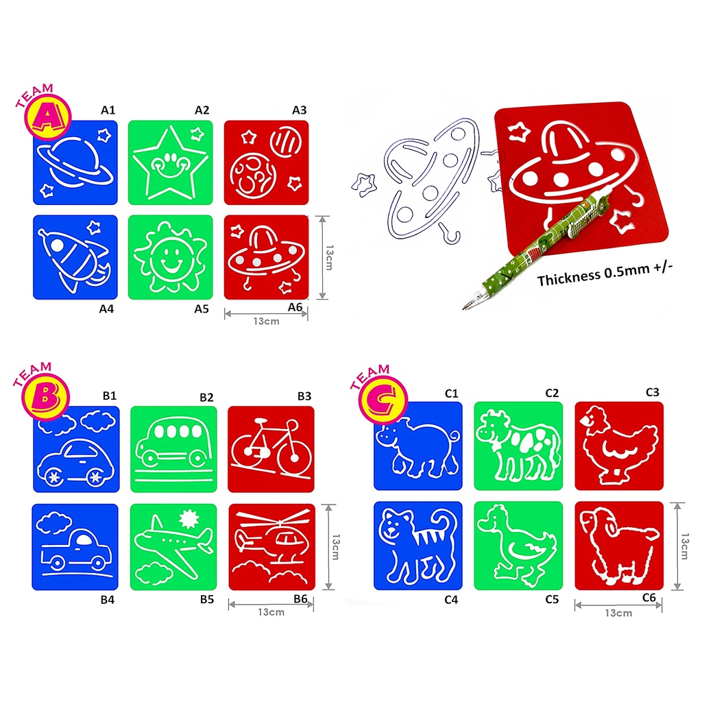 Soft] Kids Children Drawing Drafting Template / Fun Stencils Template /  Lukisan Tekap