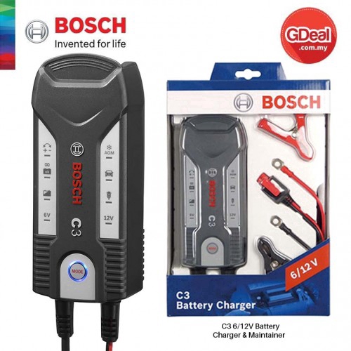 Bosch Autoparts Malaysia - Get the Bosch C3 Battery Charger now at the  special price of only RM169.00* !!! Bosch C3 Battery Charger features and  functions: •Suitable for lead-acid, AGM, wet and