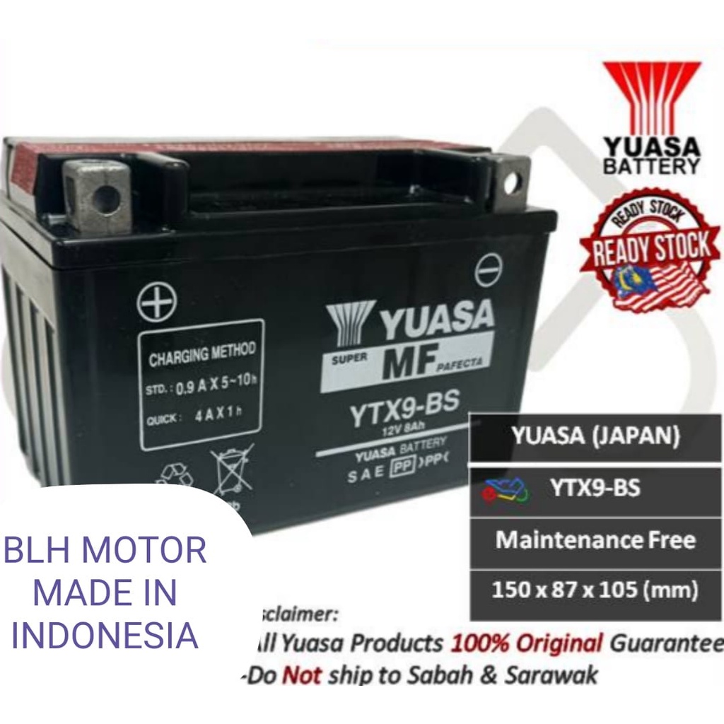 Genuine Yuasa YTX9-BS High Power AGM GEL Motorbike Motorcycle Battery YTX9BS