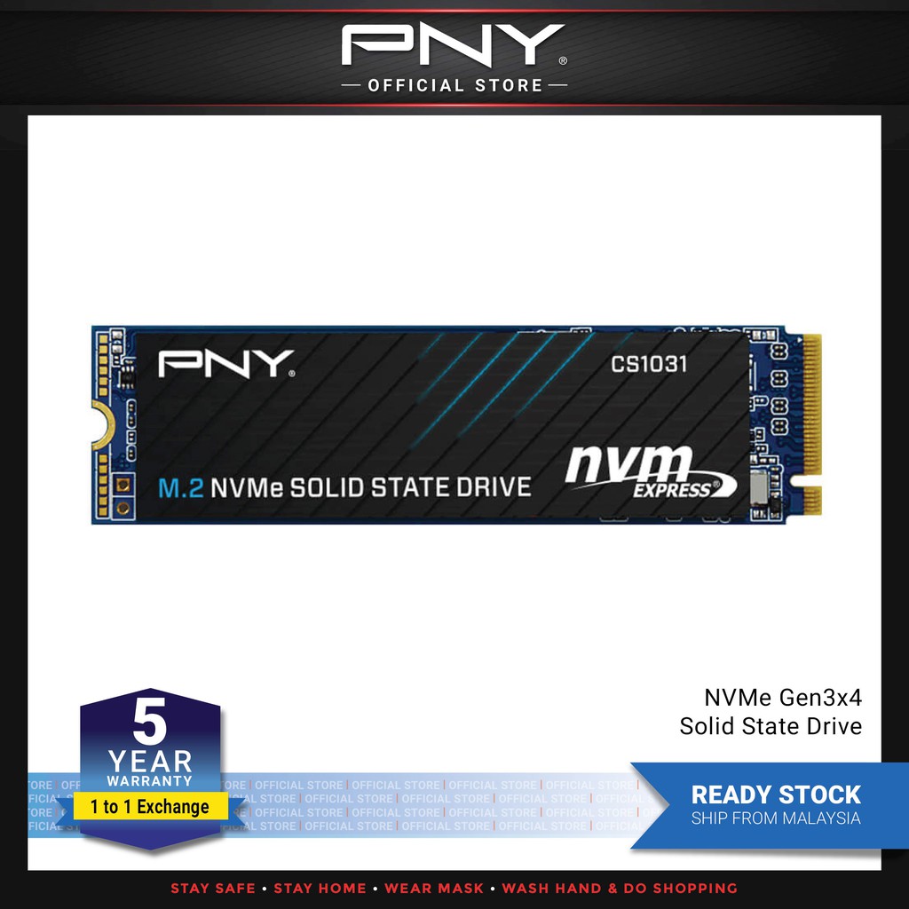 PNY CS1031 M.2 2280 NVMe Gen3x4 SSD 256GB/512GB 5 Years Warranty