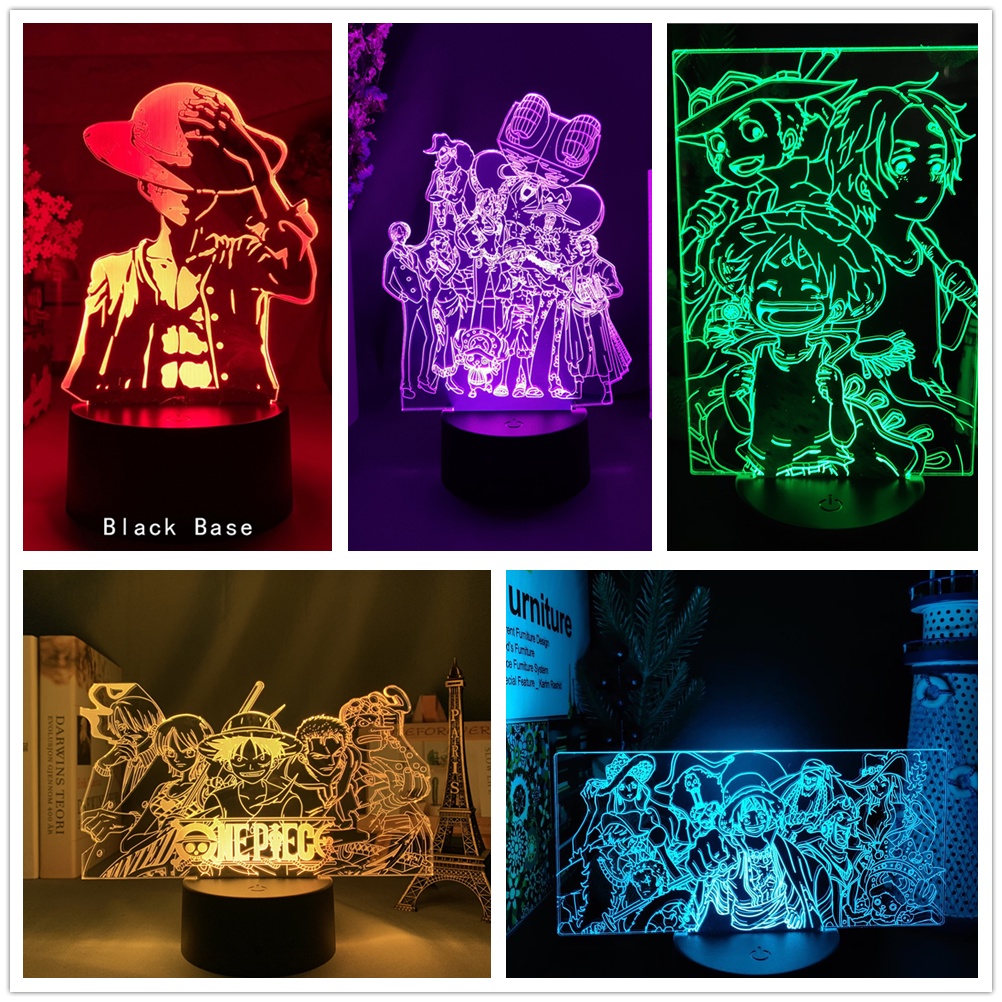 One Piece rufy Roronoa Zoro Ace Chopper lampada 3D LED Night Light