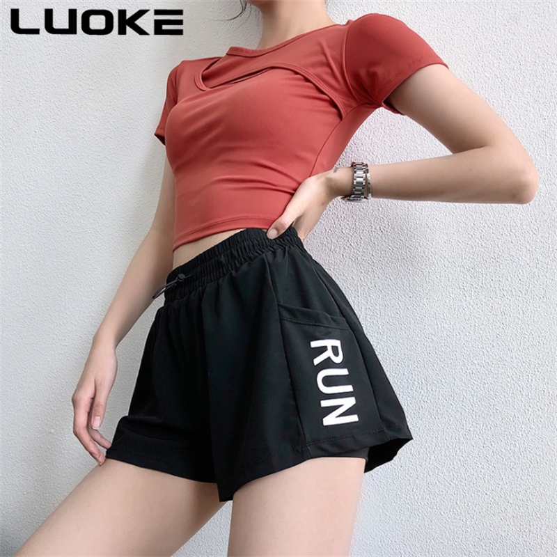 High waist gym sports yoga shorts women loose running quick dry