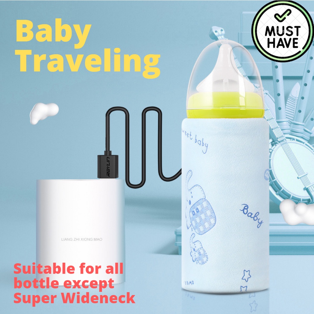 Usb Baby Bottle Keep Warm Portable Milk Travel Storage Cover Insulation  Thermostat Polar Bear