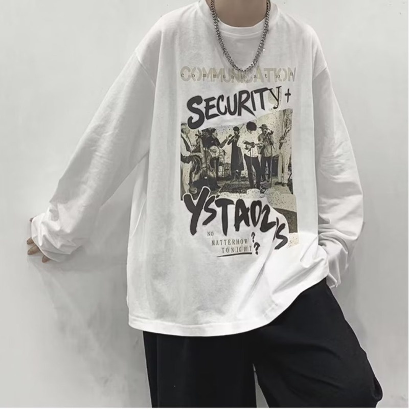 Long-sleeved T-shirt Men's Spring Korean Version Trend Ins Tide Brand  Printing Casual Inner Bottoming Shirt Men's Top Men's T - AliExpress