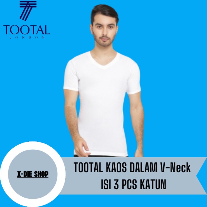 T-shirt In TOOTAL V Neck Contents 3 PCS White Cotton Men's T-Shirts