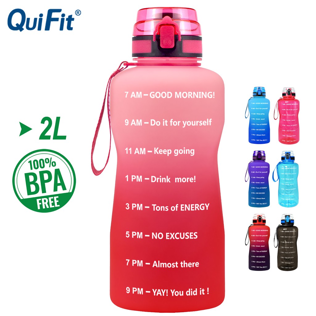 QuiFit Tritan Gallon Best Reusable Water Bottle With Flip Flop BPA