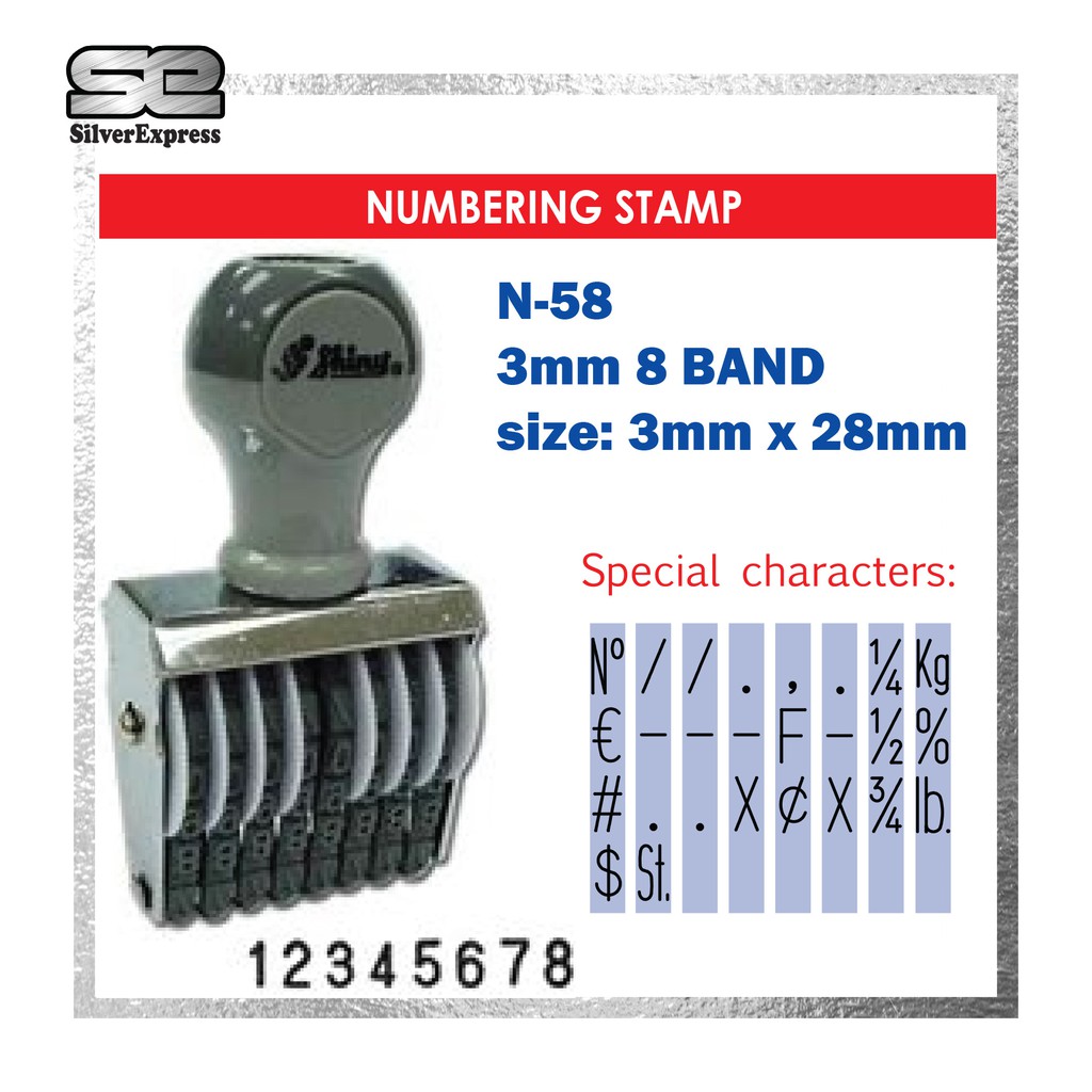 NUMBERING STAMP 8 BAND 3MM 4MM 5MM 7MM 9MM 8 DIGIT