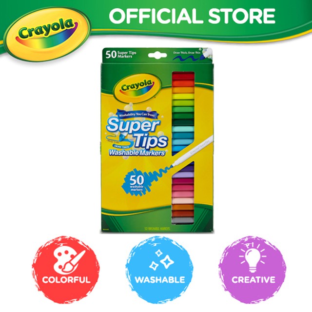  Crayola Super Tips Washable Markers Age 3+ - 50 Count : Toys &  Games