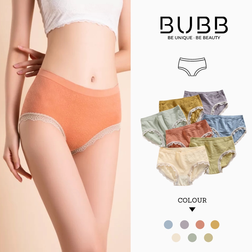 New Korean Style Panties Mid-Waist Underwear Soft Lace Trim Briefs Women  Seluar Dalam Perempuan 日系韩版内裤女 (BUBB Store)