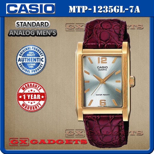 CASIO MTP 1235GL 7A STANDARD ANALOG MEN WATCH GENUINE LEATHER BAND WR 1235 1238