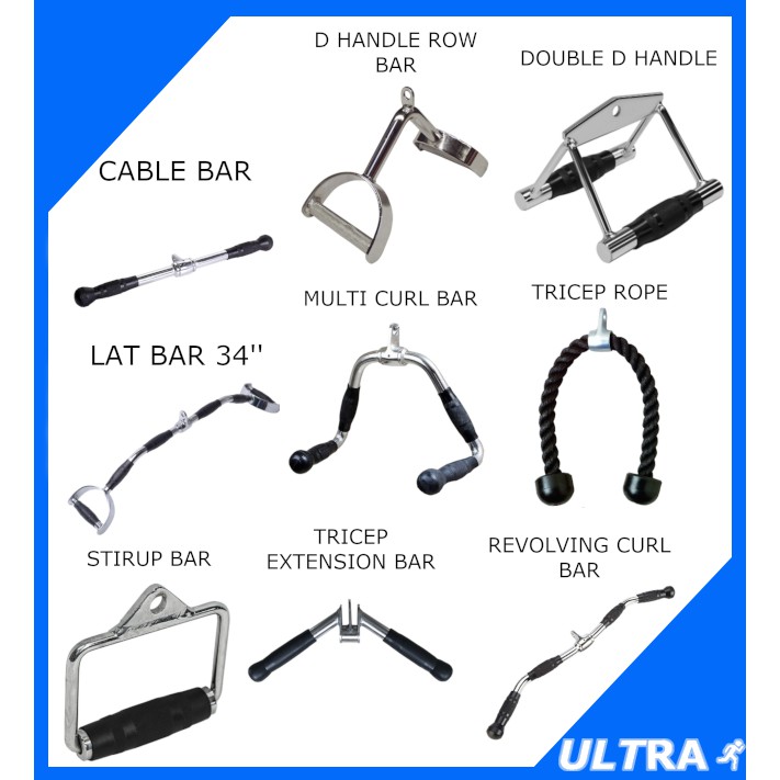 Gym cable bar discount attachments