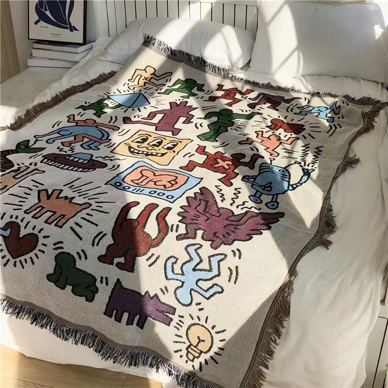 INSCOR 🔥 Keith Haring doodle master sofa blanket decoration