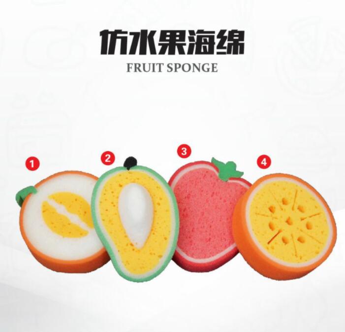 4Pcs Dish Cleaning Sponges Cute Fruit-shape Thickened Kitchen