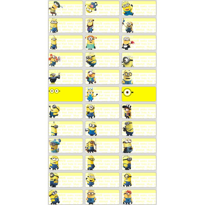 Minion name clearance stickers