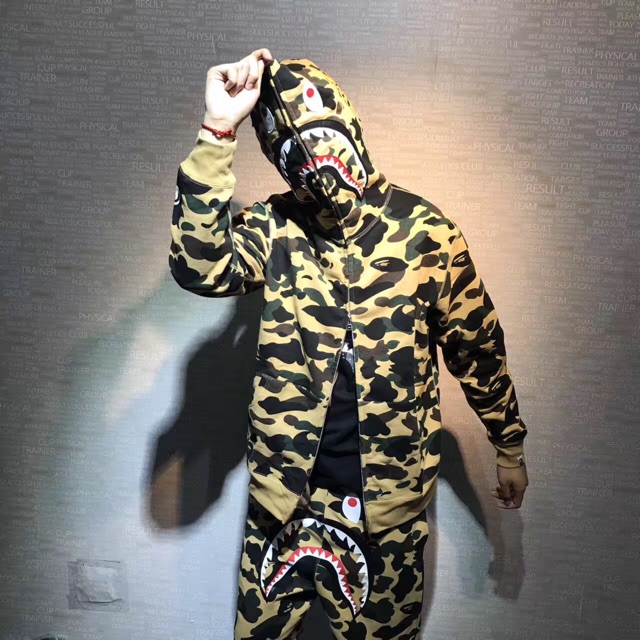 Bape shark hoodie on on sale person