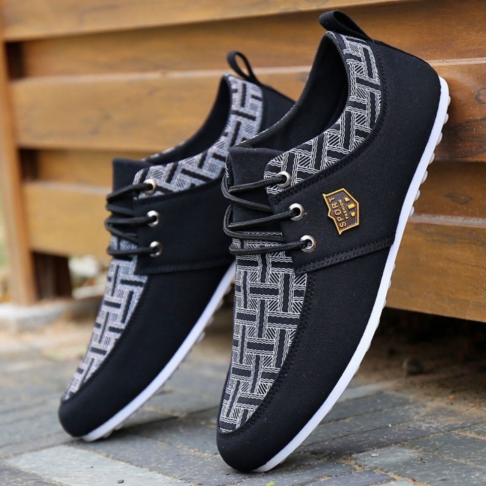 Men old beijing style canvas breathable lace up hot sale casual driving shoes